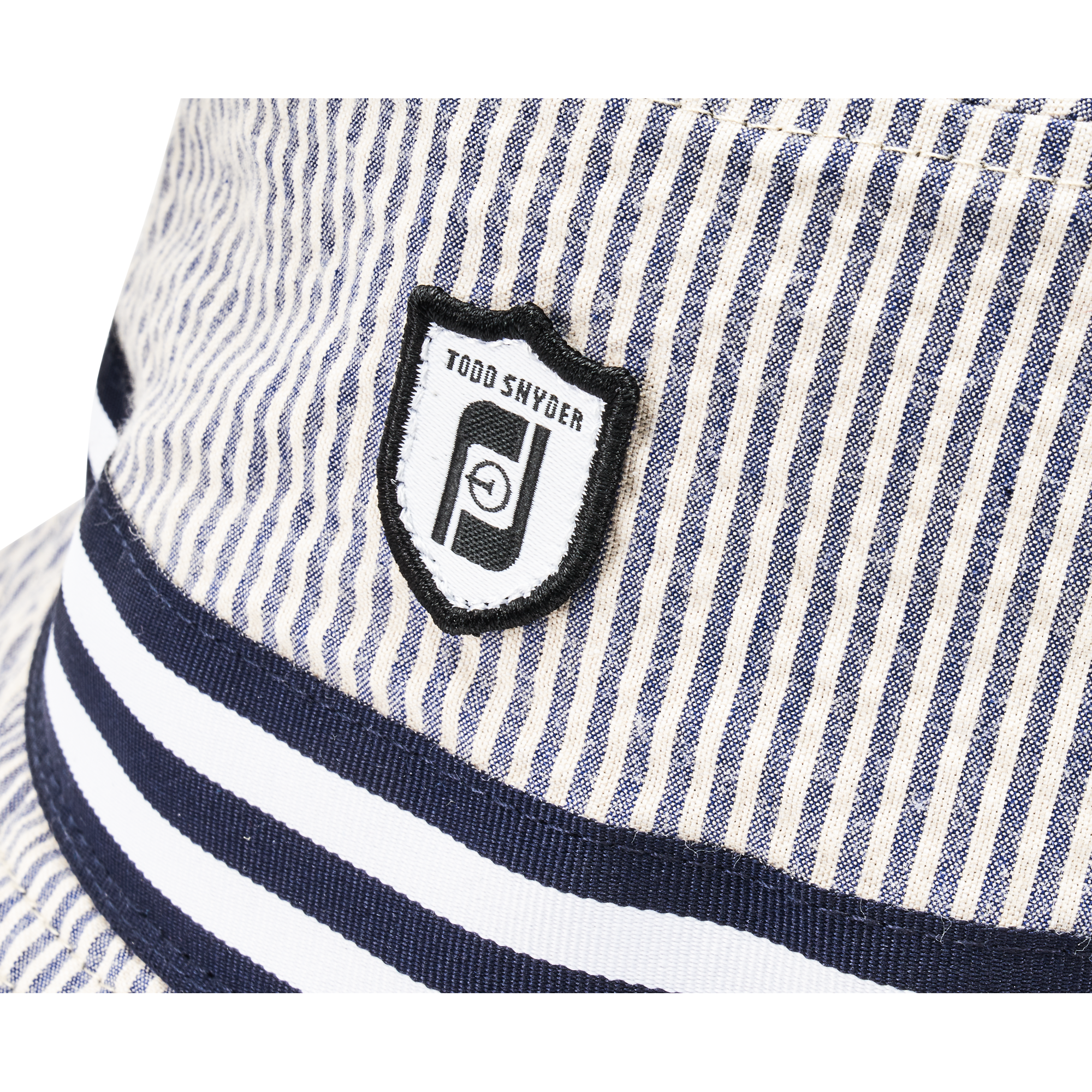 FootJoy Men's FJ x Todd Snyder Reversible Bucket Hat in Blue Plaid / Blue+White Stripes One Size Fits Most
